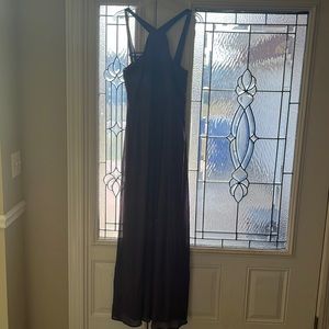 Long dark purple bridesmaid dress